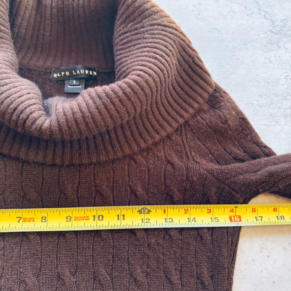 Ralph Lauren Black Label 100% Cashmere Long Cowl Neck Sweater Brown,  Small - Picture 6 of 10